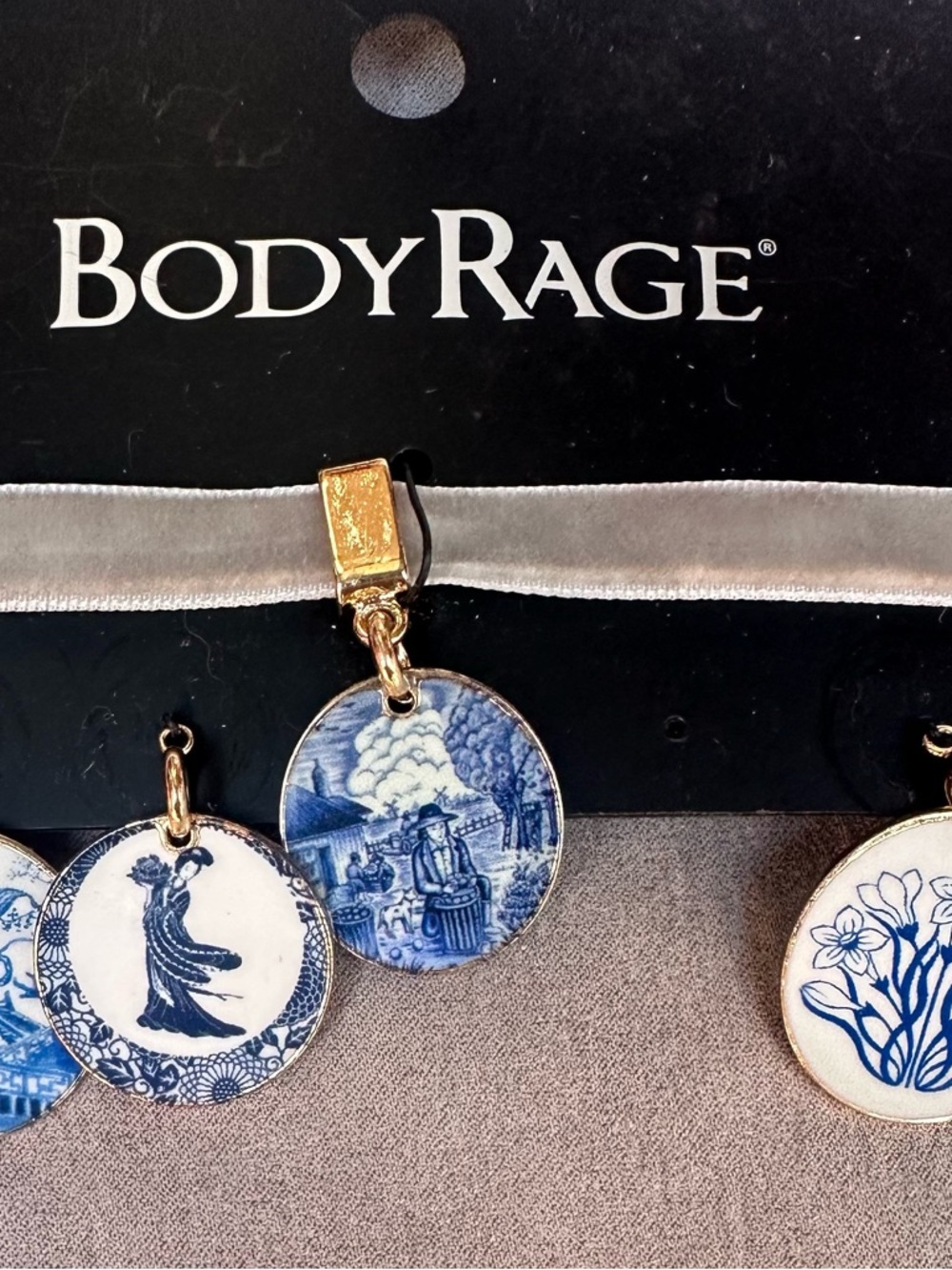 BodyRage Blue & White Porcelain-Style Drop Earrings